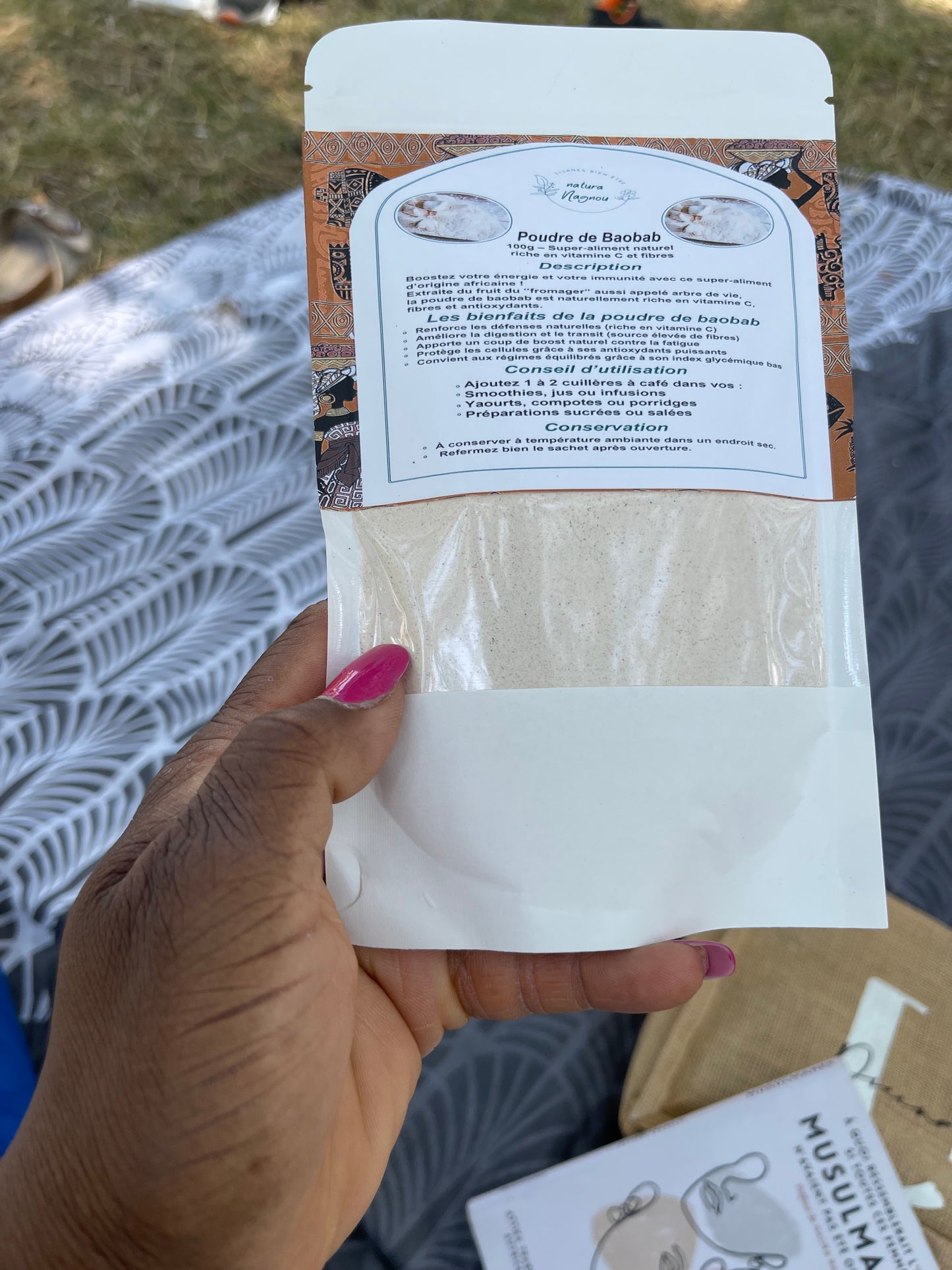 Poudre Baobab africain – Superaliment, digestion, énergie et soin peau &amp; cheveux(50g)